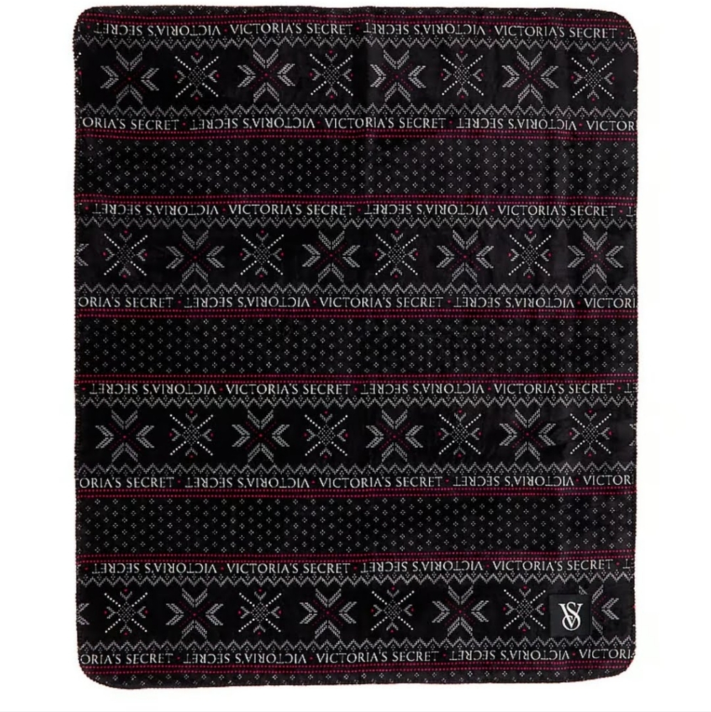 Victoria's Secret Plush Fair Isle Sherpa Lined Blanket